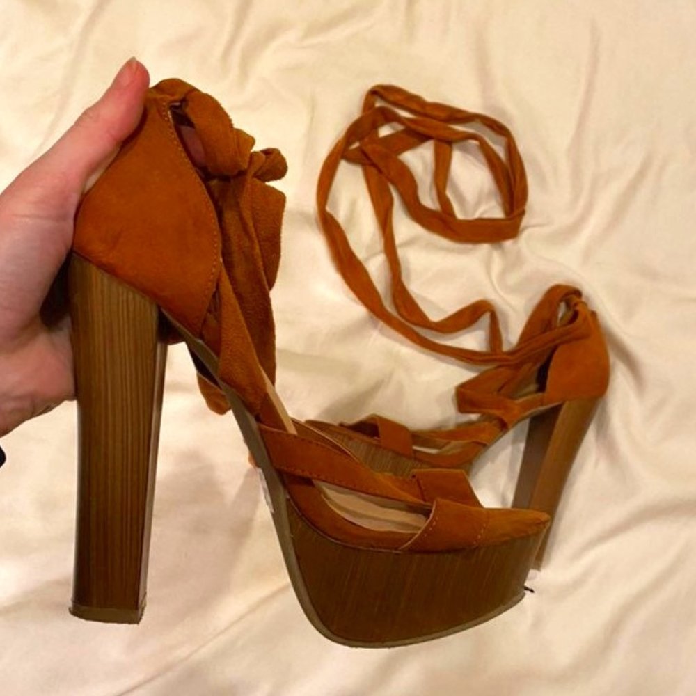Strappy platform heels